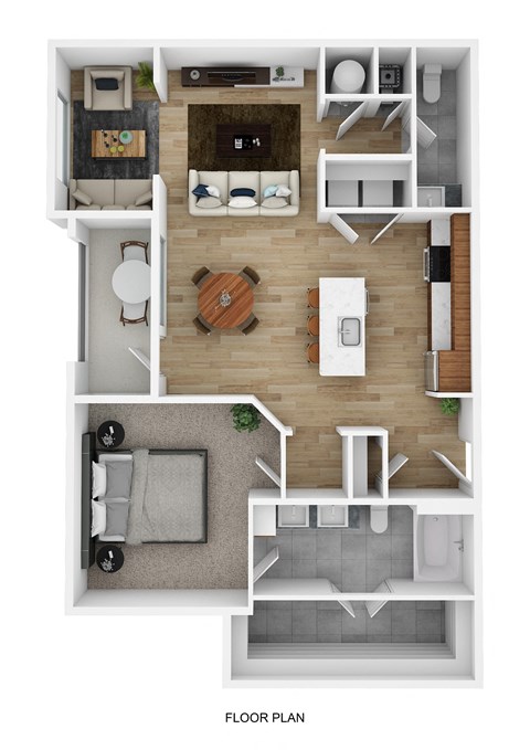 Floor plan for 2 beds, 1.5 baths, 1015 sqft